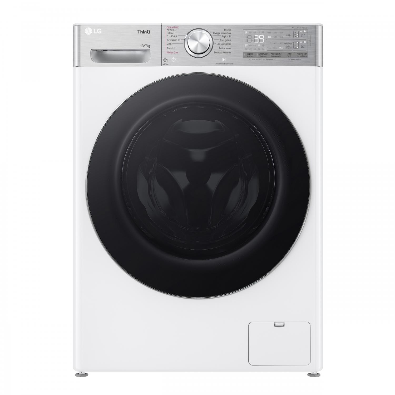 Lg Lavasciuga 13+7 Kg Classe D 62cm 1400 giri Inverter Vapore Bianco D4R9513TPWC