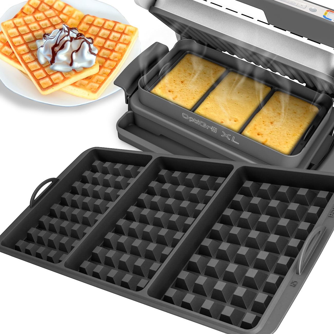Inserto per waffle compatibile con Tefal OptiGrill XL, 4 in 1 XL, 2 in 1 (Q3y)