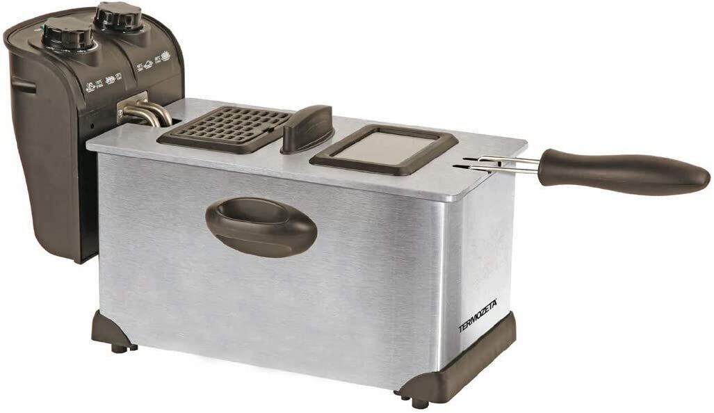 Friggitrice Elettrica 3 Litri 2000 Watt Timer e Termostato Inox 75209 Termozeta