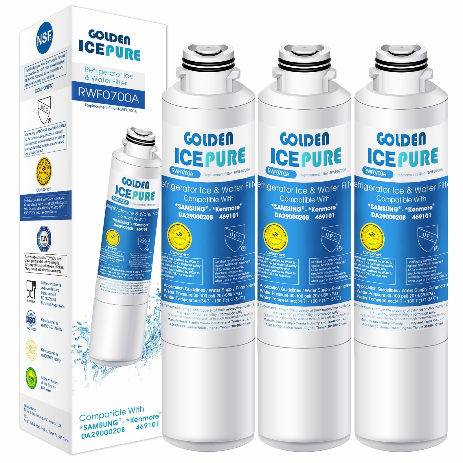 GOLDEN ICEPURE Sostituzione Filtro Acqua Frigorifero per Samsung DA29-00020B, DA