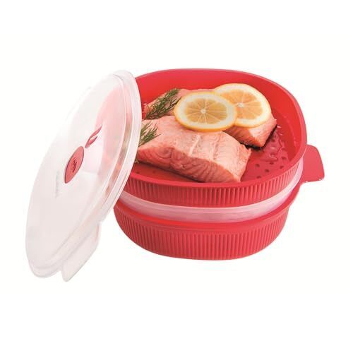 Snips 020998 4LT, Vaporiera con 2 Vassoi, Contenitore per Microonde, (p6c)