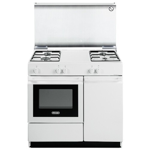 De Longhi Cucina a Gas 4 Fuochi Forno a Gas 86x50 cm Coperchio Bianco SGW 854 N