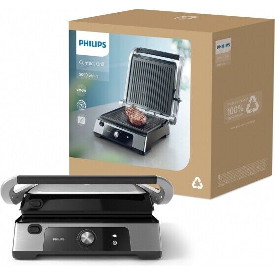 Piastra Elettrica Grill a contatto 2200W Philips HD6301/90 serie 5000 Regolabile