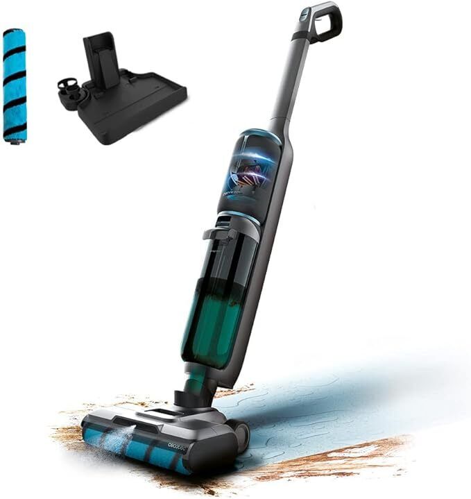 Scopa a Vapore Lavapavimenti 250 W Nero 05852 FreeGo Wash&Vacuum Spray CECOTEC
