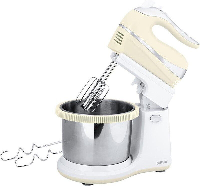 Zephir Sbattitore elettrico Mixer con Ciotola Acciaio 500 watt Crema ZHC467C