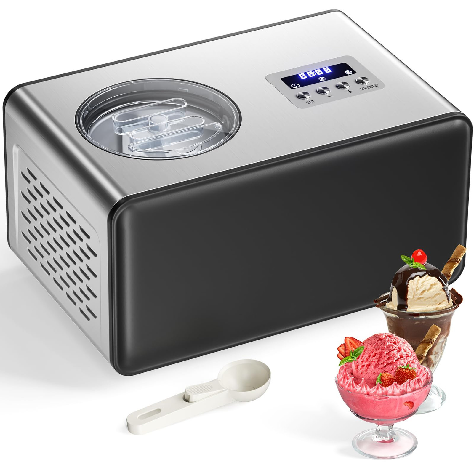 Acmeenjoy Gelatiera con Compressore 2L, Gelatiera per Gelato Elettrica (j9H)