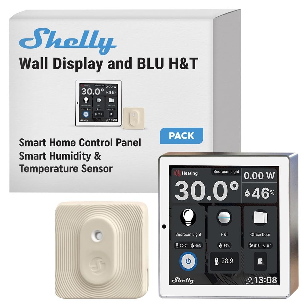 Shelly Wall Display Bianco + Blu H&T, Starter Pack Smart Control e (y9O)