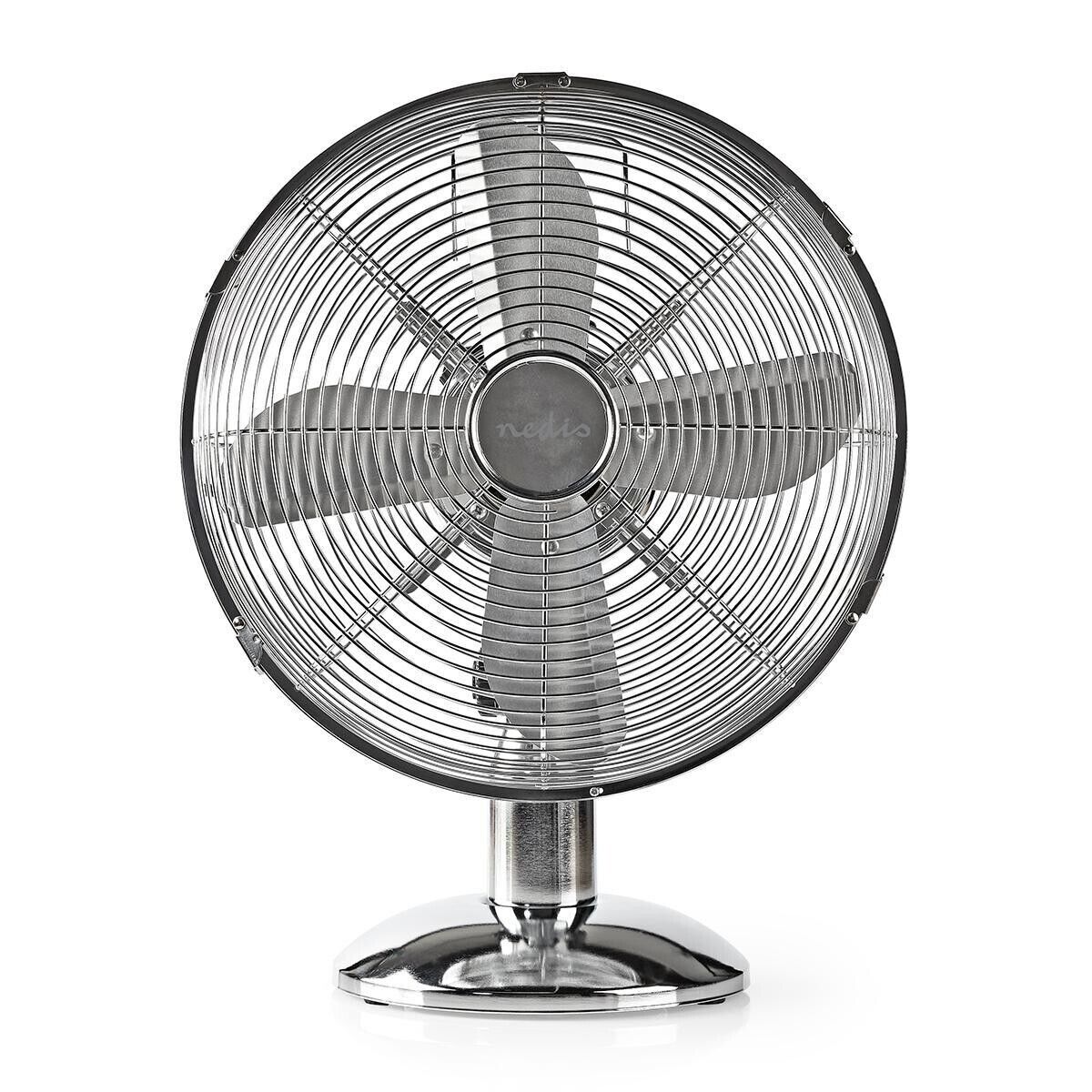 VENTILATORE DA TAVOLO DIAMETRO 30 CM 35 W OSCILLANTE 3 VELOCITA' CROMO