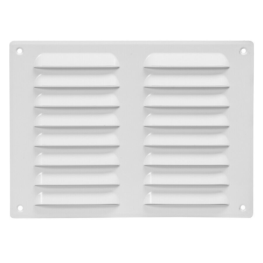 Metallo Bianco Aeratore Griglia 260mm x 190mm Con Fly Schermo Piatto Louvre Tubo