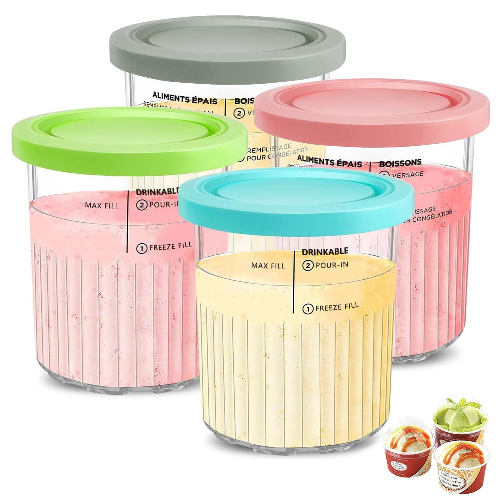Auvrgmin 4 contenitori per ninja Creami Deluxe Ice Cream Maker NC501 (X9s)