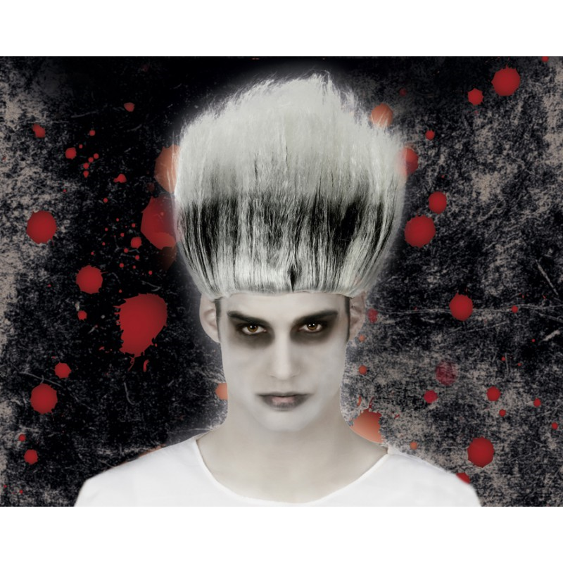Parrucca zombie Halloween bianca e nera