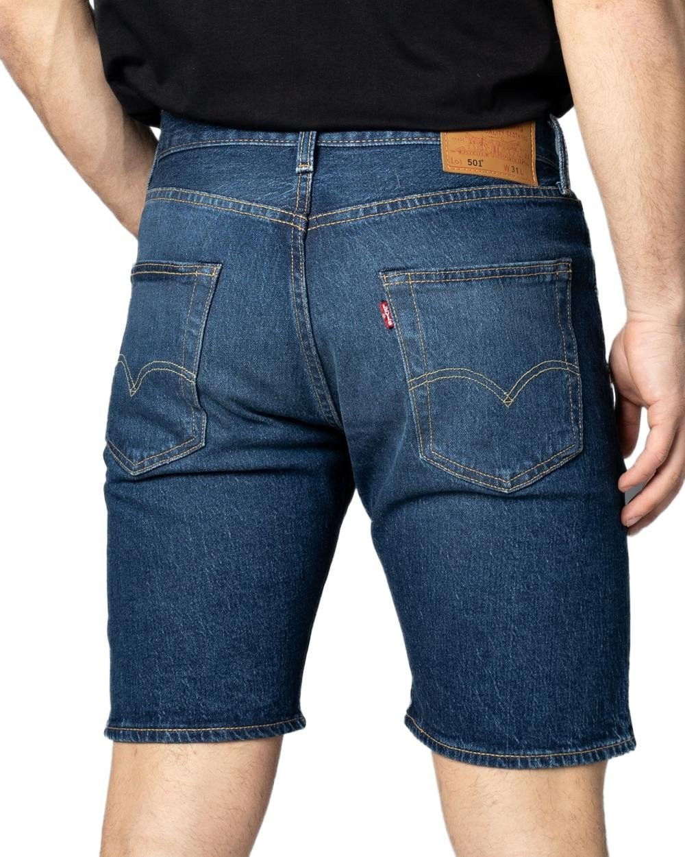 Levi`s Abbigliamento Uomo Jeans short Blu 31-L9 501, 5 Tasche, Bottoni, Logo
