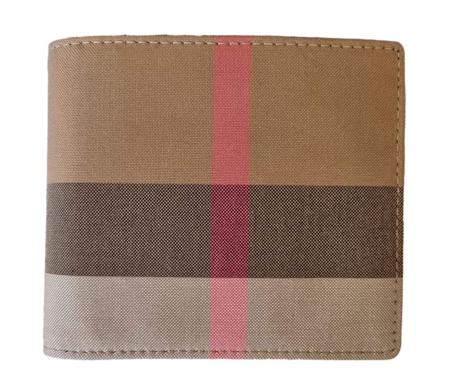 Burberry portafoglio uomo bi-fold in tessuto senza portamonete 8084562 marrone