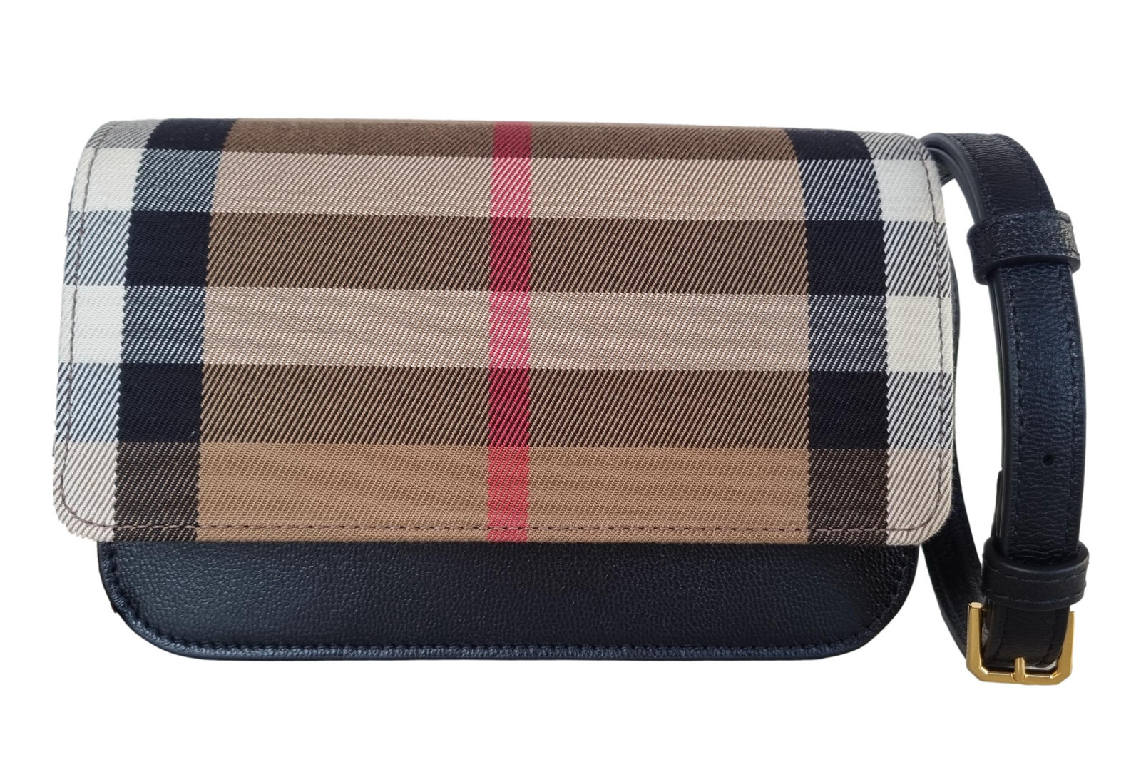 Burberry pochette borsa a tracolla in tela e pelle donna madison 8084026 nero