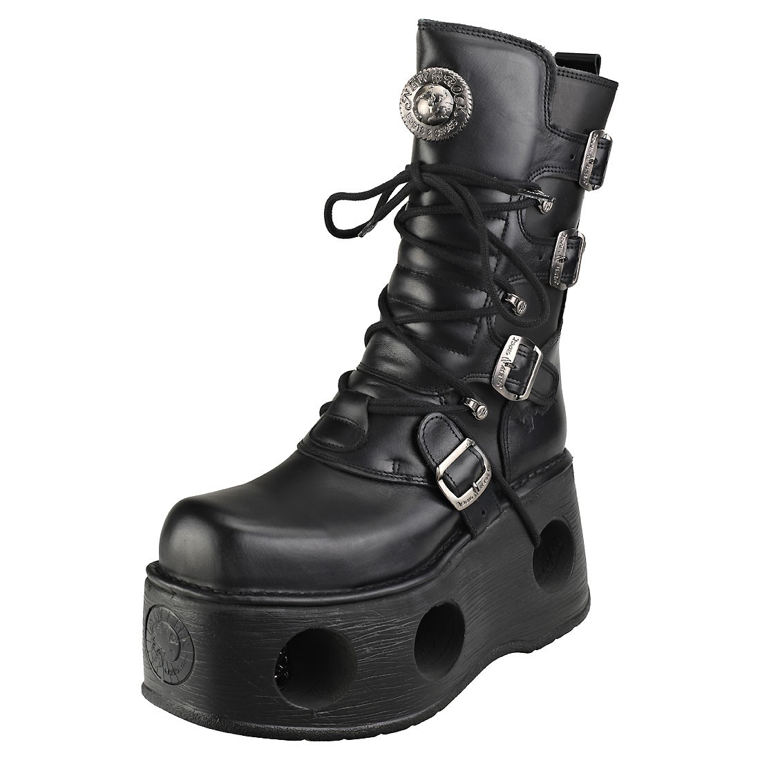 New Rock Space Metallic Neptuno Boots Unisex - Pelle Nere - 40 EU