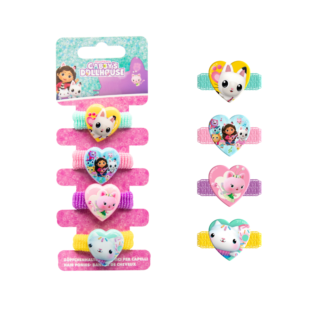ELASTICI PER CAPELLI GABBY'S DOLLHOUSE 4 PEZZI CODINI - 23882