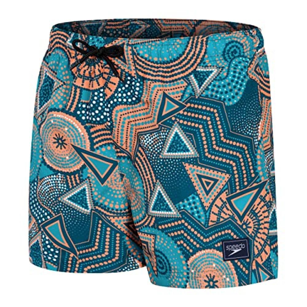 (TG. L) Speedo Bambino Digital Printed 13" Watershort, Dark Petrol/Aquarium/Nect