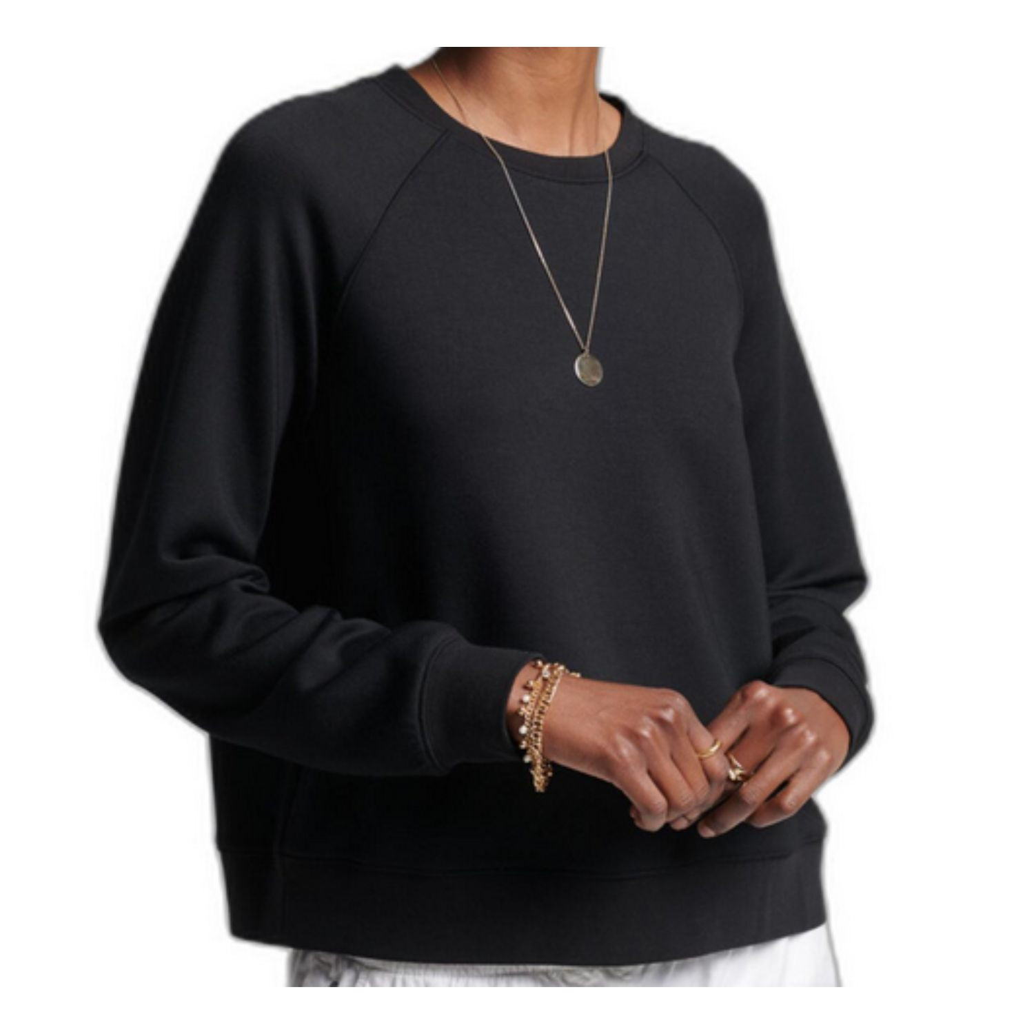 Felpa donna Superdry Studios Modal Crew tinta unita nera S
