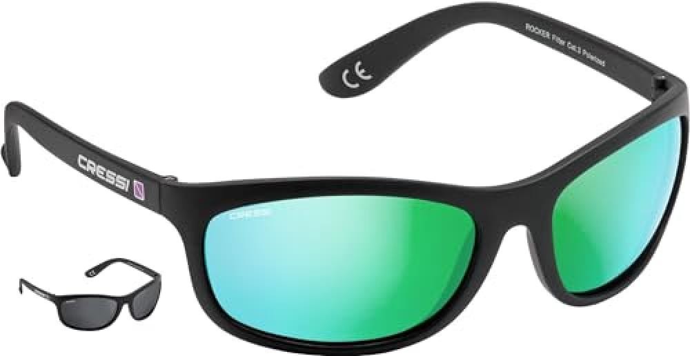 (TG. M) Cressi Rocker Sunglasses, Occhiali da Sole Unisex-Adulto, Nero/Lenti Ver