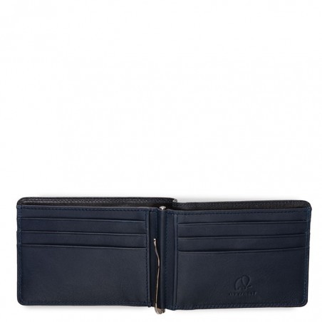 Portafoglio da uomo Mywalit con fermasoldi e tecnologia RFID Nero/Blu 4004 138