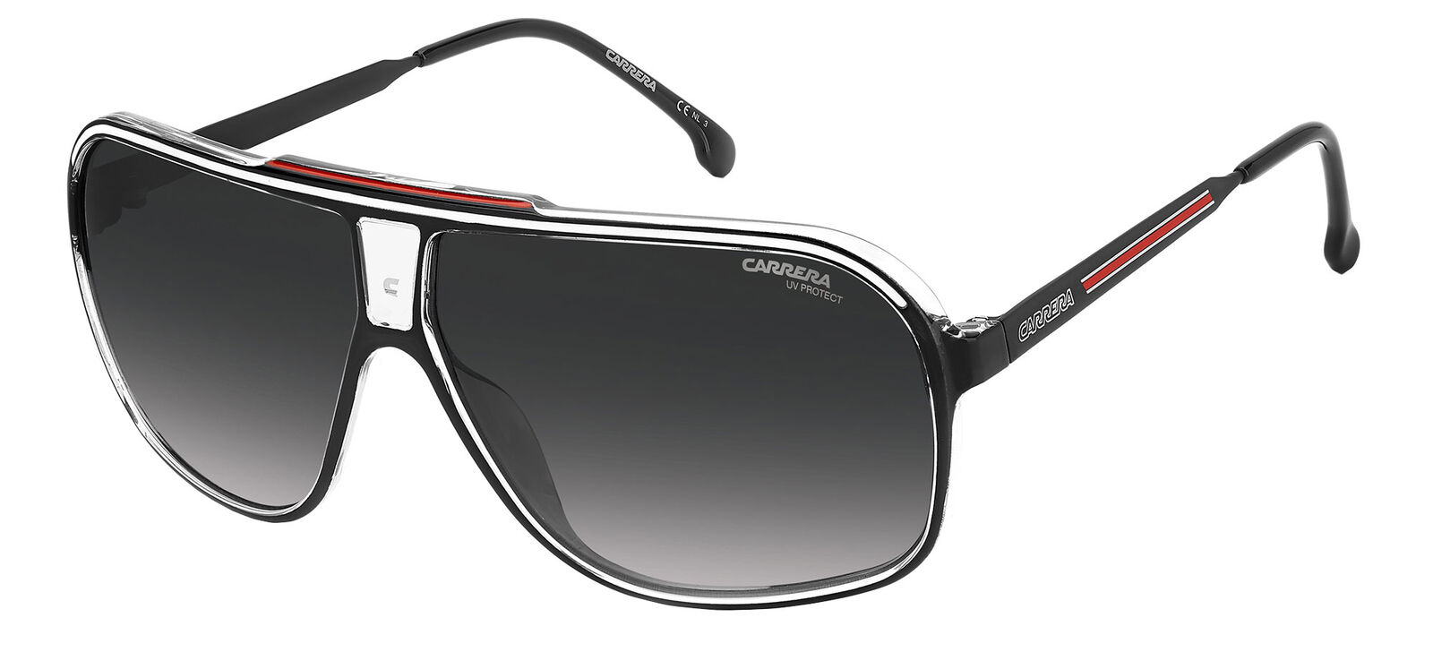 Occhiali da Sole Carrera GRAND PRIX 3 BLACK RED/GREY SHADED 64/9/135 uomo