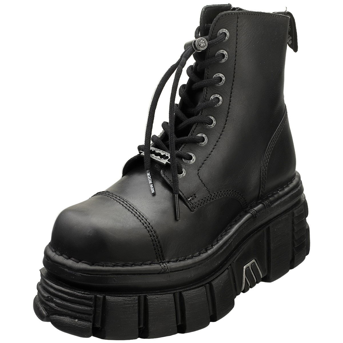 New Rock Stivali Combat unisex - Pelle Nera - 36 EU