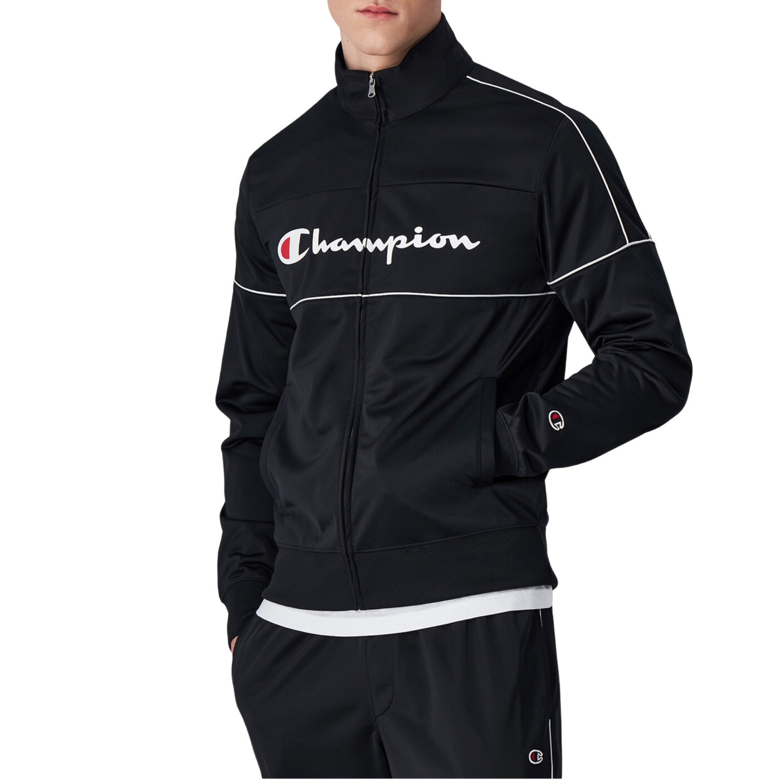 Champion Tuta da Uomo con Cerniera con Logo Grande Nera Taglia S Codice 22029...