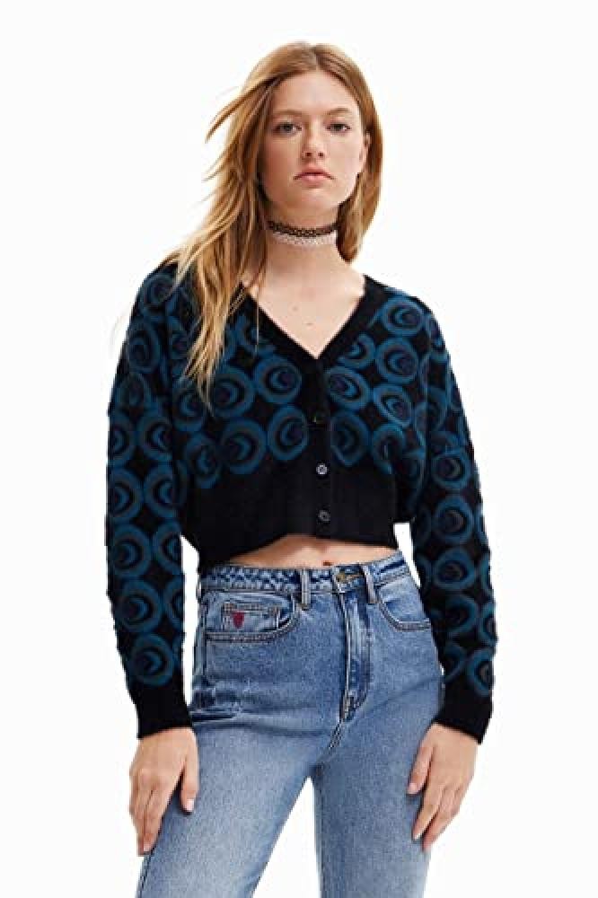 (TG. XL) Desigual JERS_Hera 4139 Tidepool Maglione, Verde, XL Donna - NUOVO