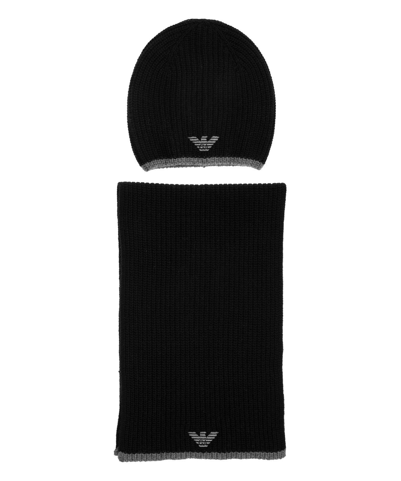 Emporio Armani set cappello sciarpa uomo 628004CC984100020 nero Black lana