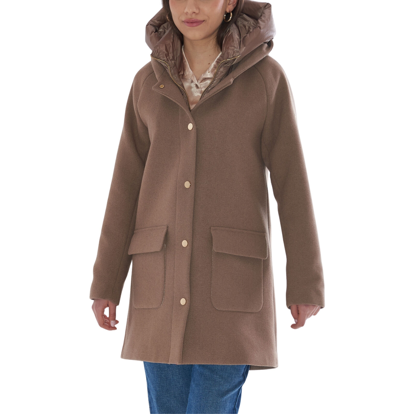 Yes Zee Cappotto da Donna con Finto Gilet Removibile Marrone Taglia L Codice ...