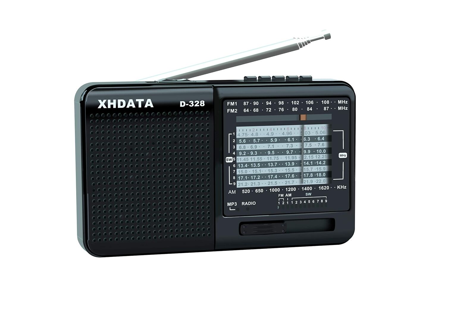 XHDATA D-328 Radio Portatile Mini Ricaricabile Radio Multibanda Supporto TF Card