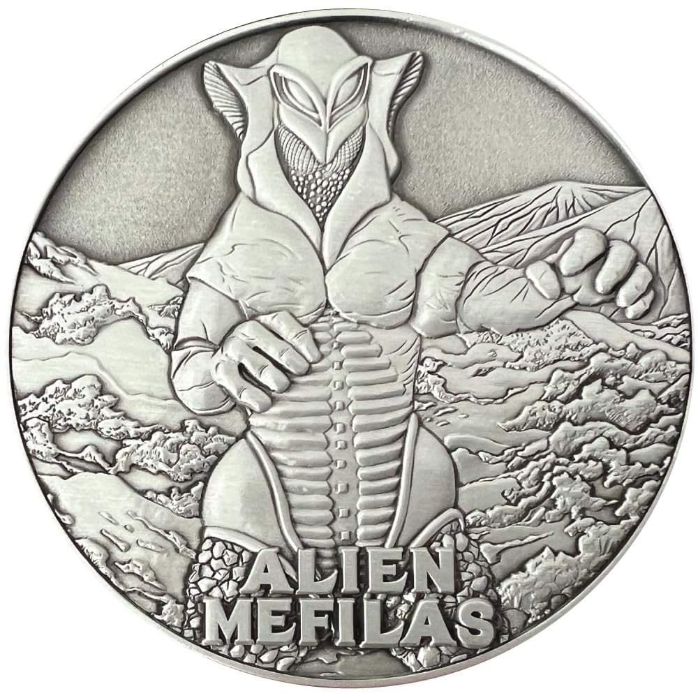 Ultraman Alien Mefilas - Large Collectible Display Coin, Includes Stand, 3D Dual