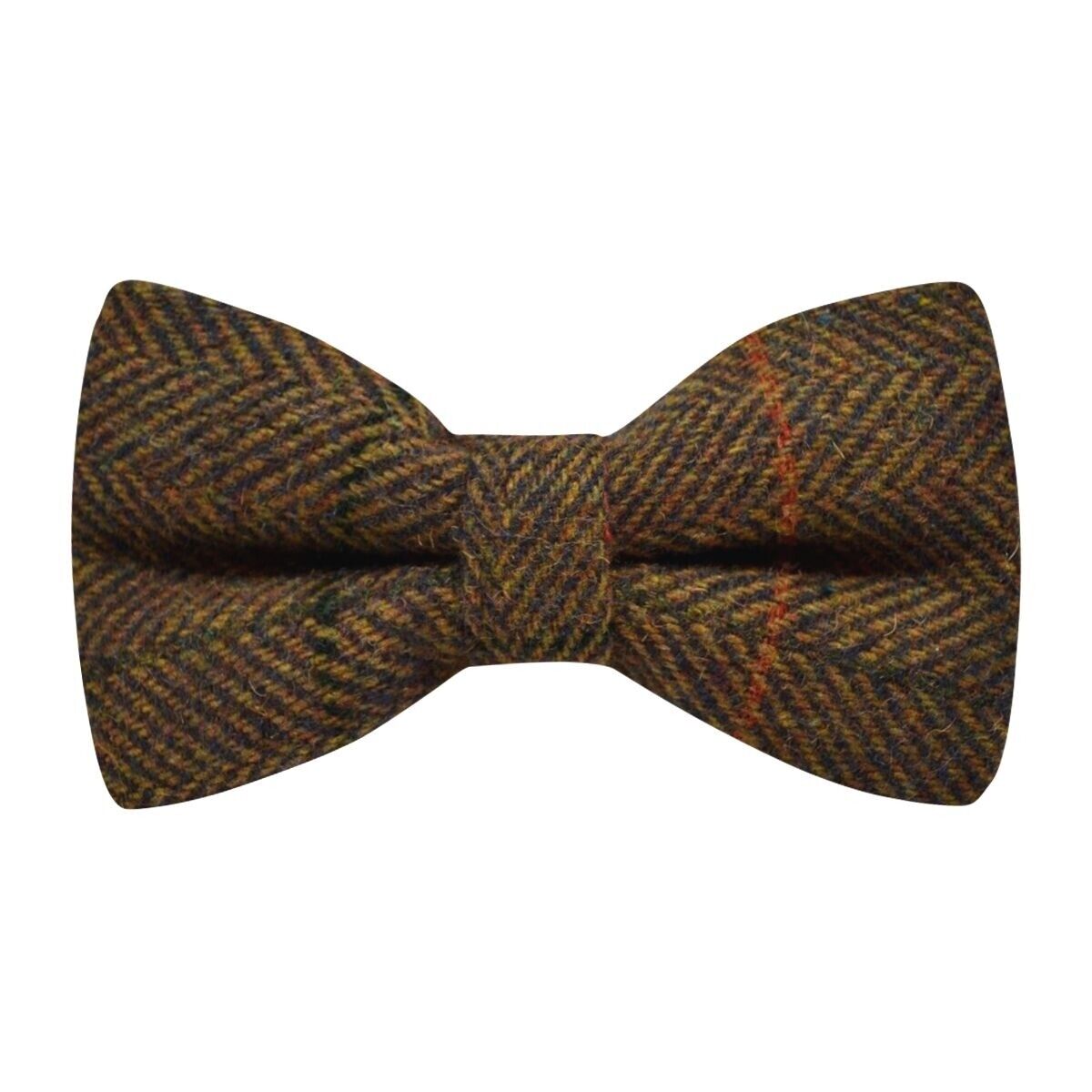 Cravatta A Farfalla Herringbone Marrone Dijon Di Lusso, Tweed