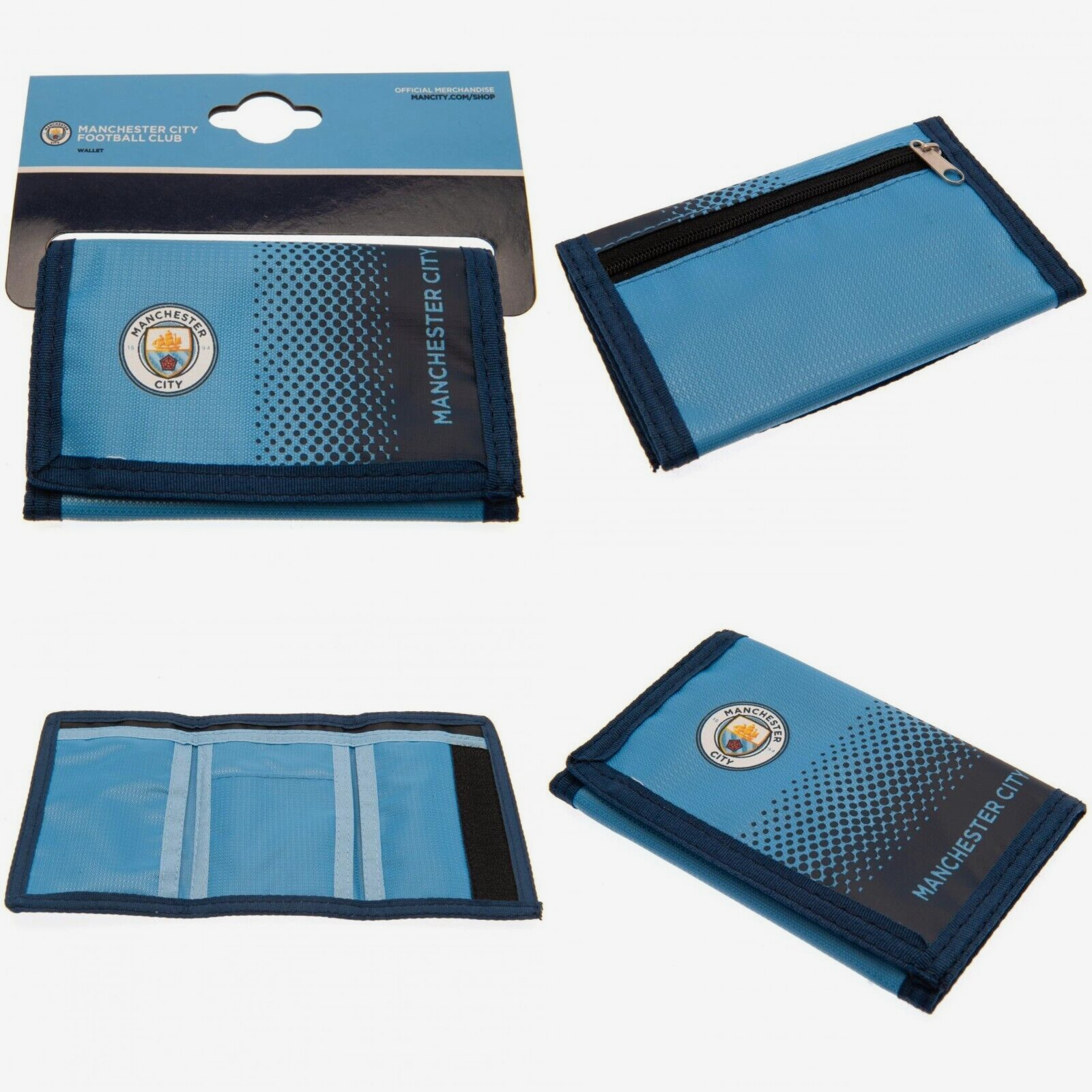 Manchester City FC Crest Nylon Tasca Portafoglio Denaro Carta di Credito Mcfc Fd