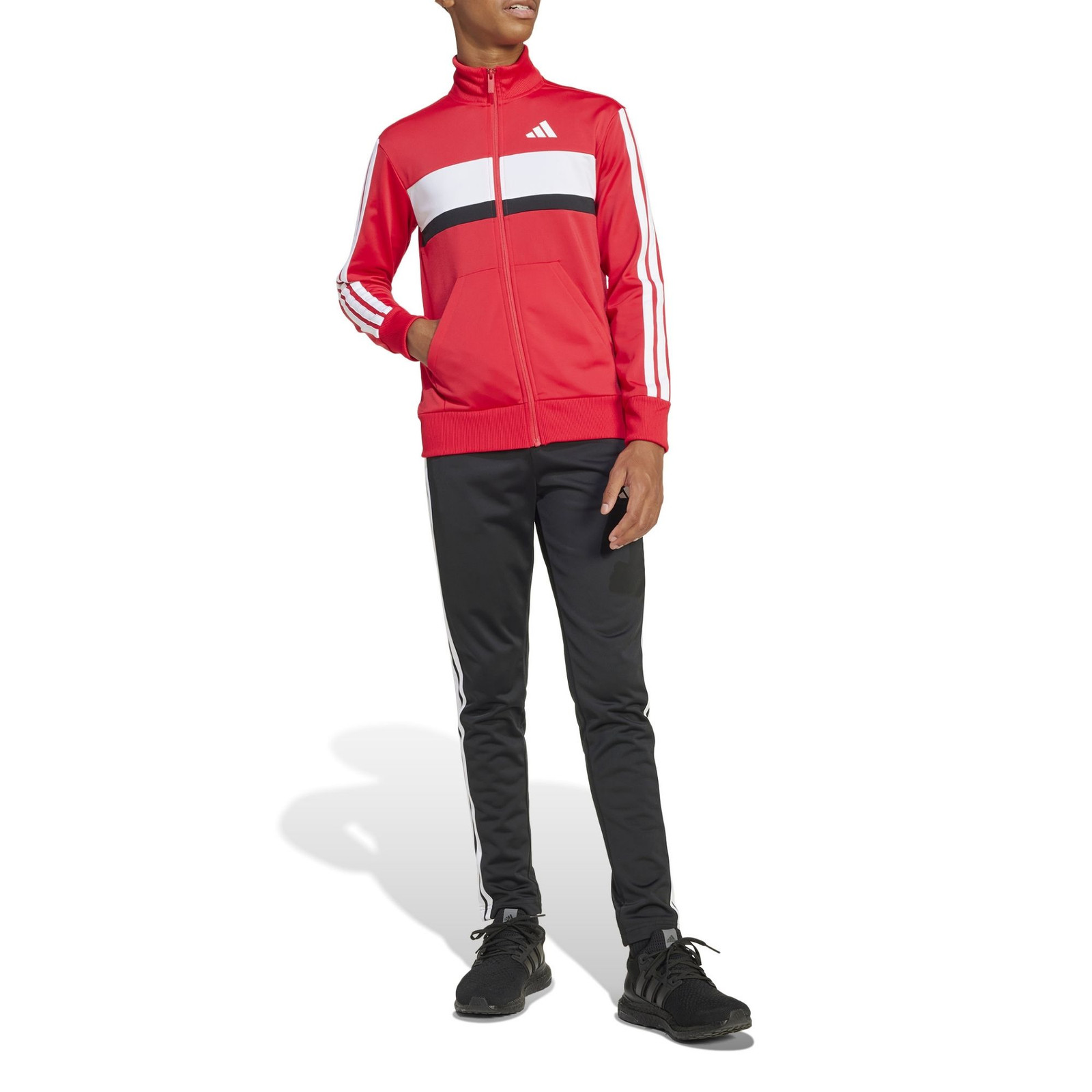Adidas Tuta da Ragazzi Essentials Tiberio 3-Stripes Tricot Rossa Taglia 13-14...