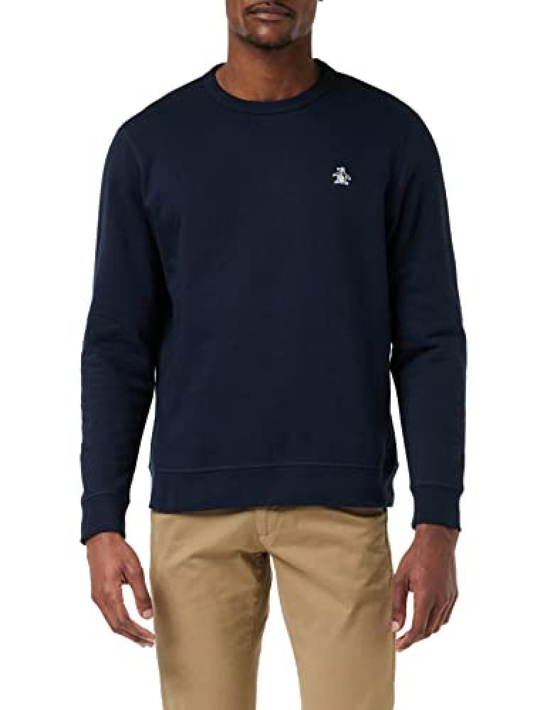 (TG. L) ORIGINAL PENGUIN L/S Sticker Pete Fleece Crew Maglia di Tuta, Zaffiro Sc