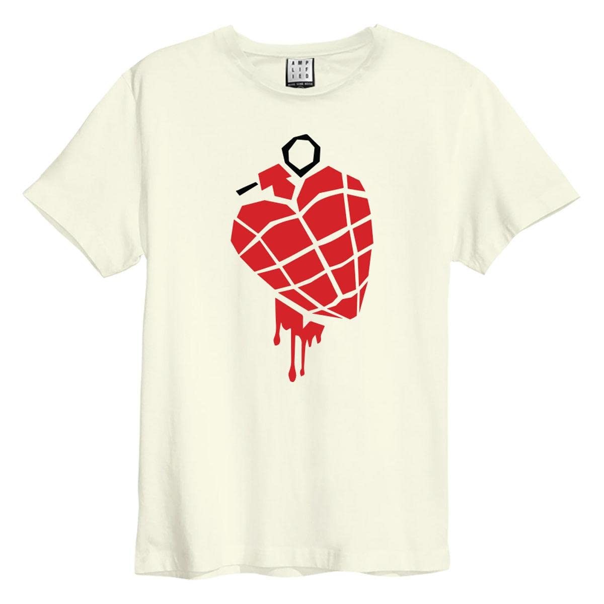 Amplified Unisex Adult American Idiot Heart Grenade Green Day T-Shirt L Vintage
