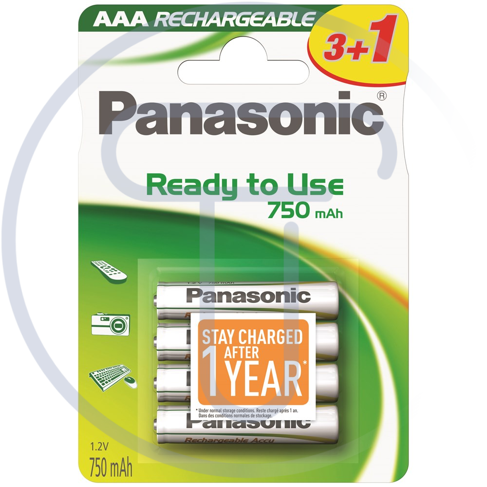 Panasonic "Ready to Use" 4 batterie ricaricabili Ni-Mh ministilo AAA