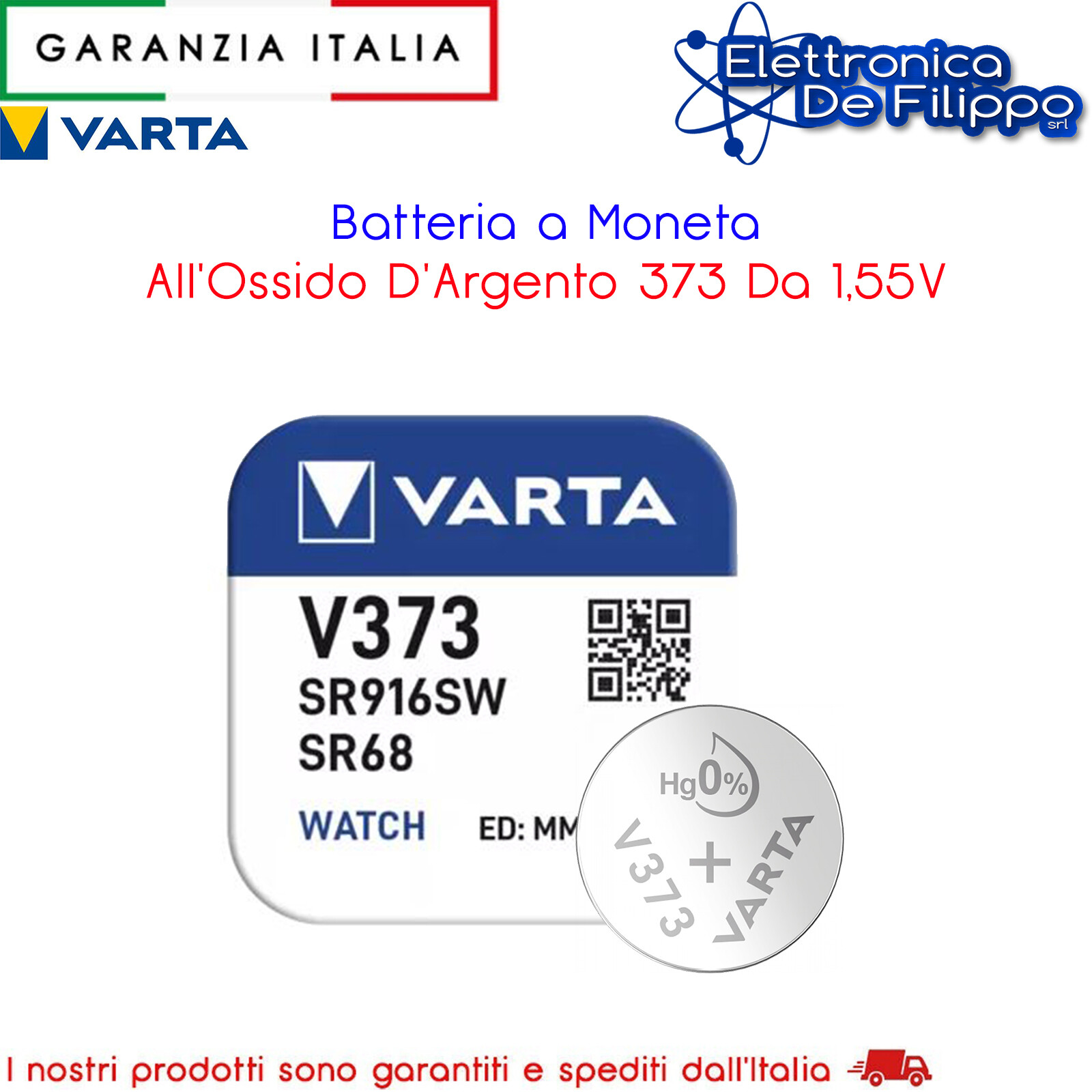 Batteria a Bottone All'Ossido D'Argento 373 Da 1,55V