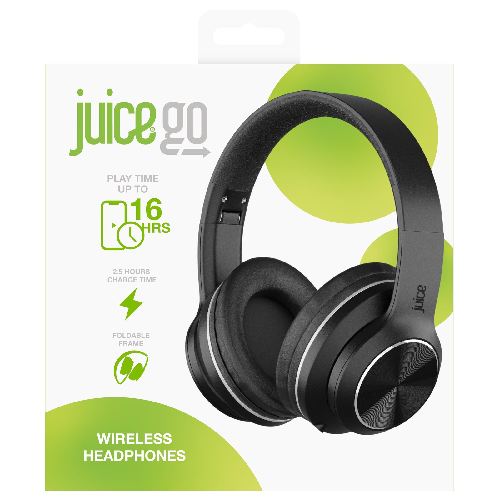 Juice Cans Go Wireless Headphones - Bluetooth, 16 Hours Playtime, 2.5 Hour Charg