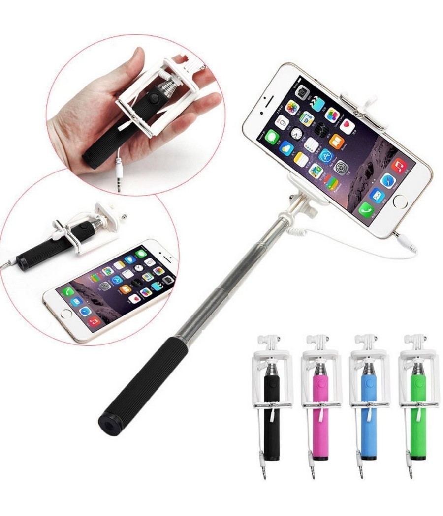 BASTONE SUPPORTO MINI MONOPOD ASTA ALLUNGABILE SMARTPHONE FOTO SELFIE PULSANTE