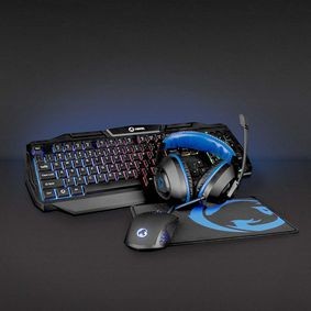 NDS Kit combo di gioco  4-in-1  Tastiera, Cuffia, Mouse e Mouse Pad  Blu / Nero