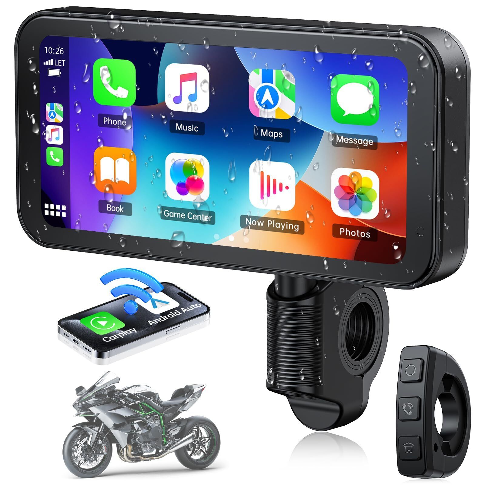 Lamto Senza Fili Schermata Carplay Per Moto, Schermo Carplay GPS da 6,25 Pollici