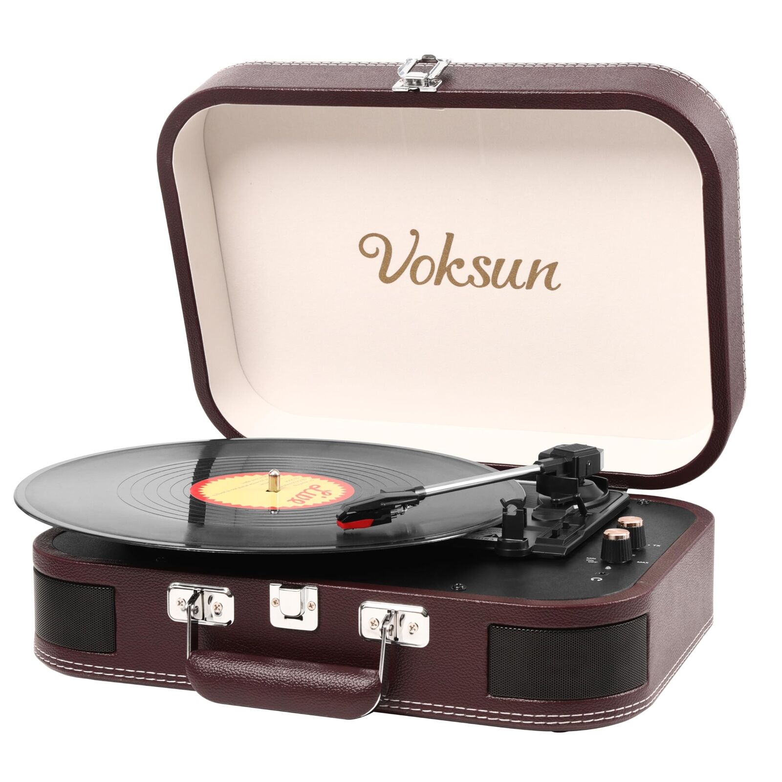 Giradischi Vinile, VOKSUN Giradischi Portatile Vintage con uscita Bluetooth Lett