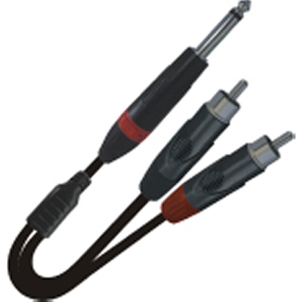 CAVO AUDIO PROFESSIONALE JACK 6,3mm  MONO - 2 RCA MASCHIO 1 METRO -  - Zipp