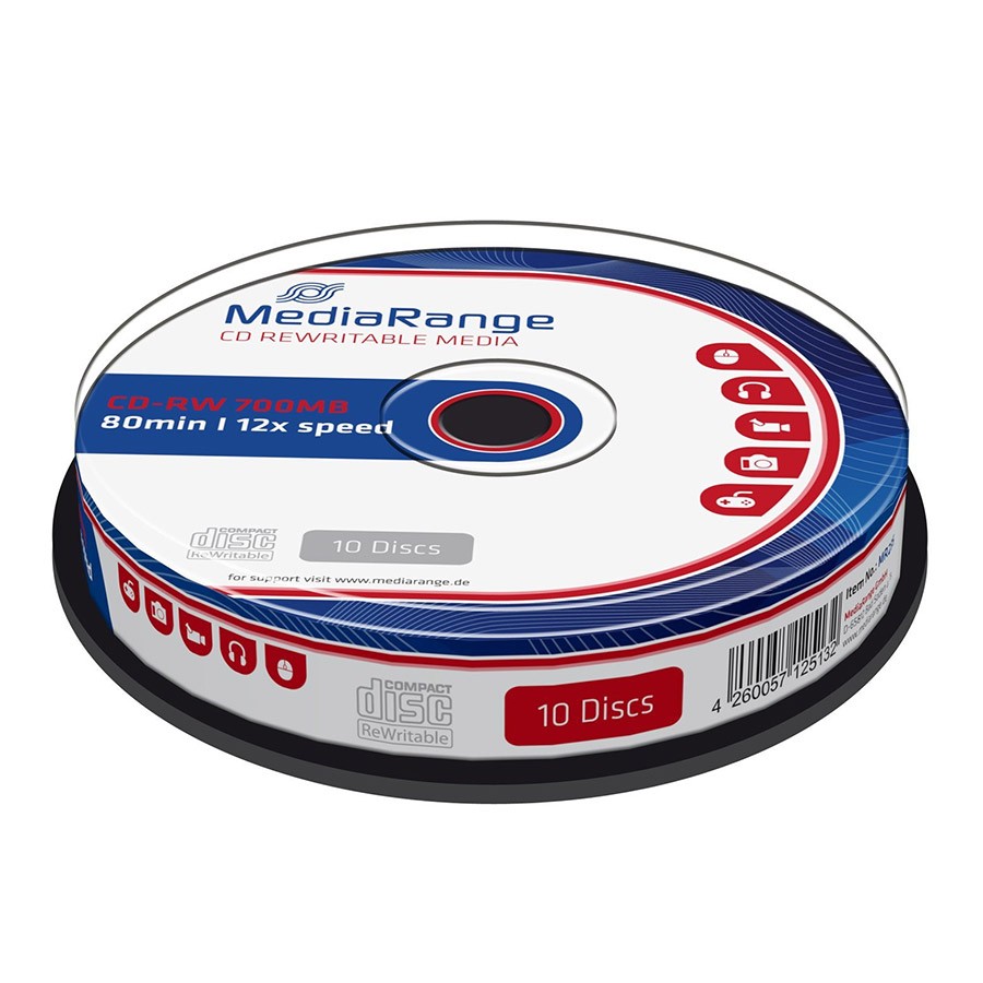 MediaRange 10 CD-RW Rewritable 700MB Riscrivibili 80 Min 12x - MR235