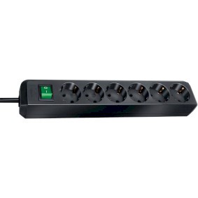NDS 3 METRI presa di estensione Eco-Line 6-Way  Nero - Protezione da sovratensio