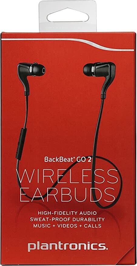 Plantronics Backbeat Go 2 Black Wireless Earbuds in-Ear 88600-05