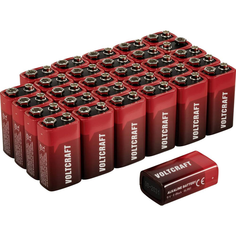 VOLTCRAFT VC-16107990 Batteria da 9 V Alcalina/manganese 550 mAh 9 V 30 pz.