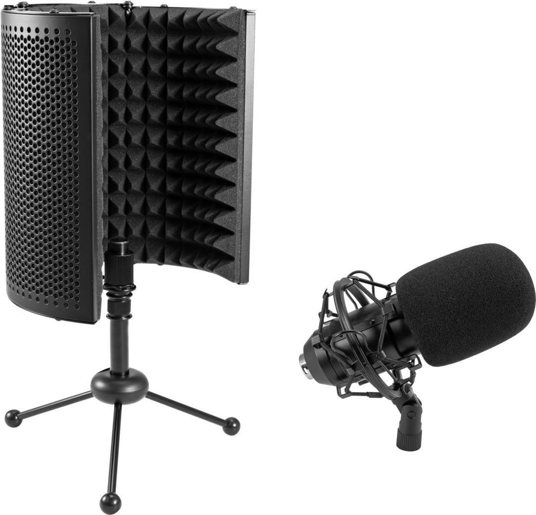 OMNITRONIC Set MIC CM-78MK2 Großmembran-Kondensatormikrofon + AS-04 Tisch-Mikrof